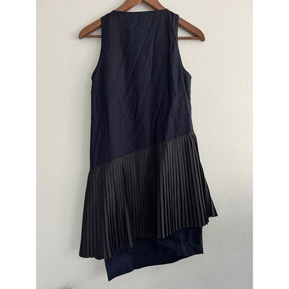 Derek Lam 10 Crosby Womens V Neck Pleated Asymmetric Mini Dress Navy Blue Size 2 - Picture 4 of 4
